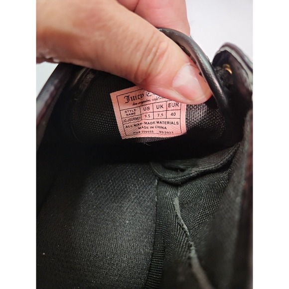 Juicy Couture JC Jolee Black Quilted Wedge Athletic Shoes Goldtone Hardware 9.5 - Picture 10 of 12